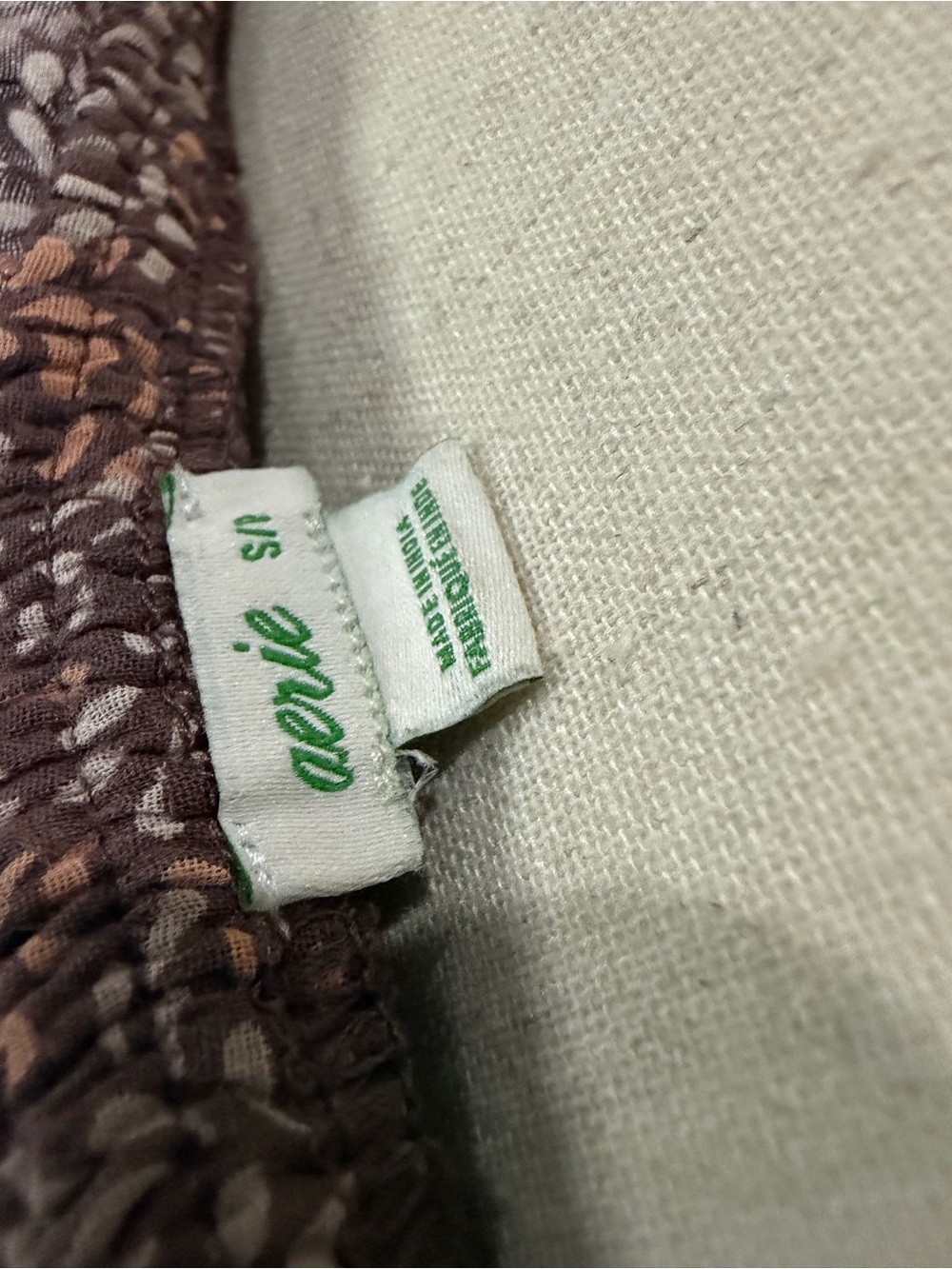 aerie Brown Floral Tie-Shoulder Smocked Mini Dress - Picture 3 of 4